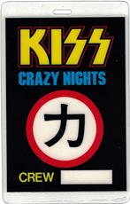 Kiss Laminate Backstage Pass Crazy Nights Tour '87-'89