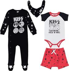 KISS Rock Band Baby Boys 4 Piece Layette Set: Bodysuit Coverall Shorts Bib : Affiliate Product | CFF Radio